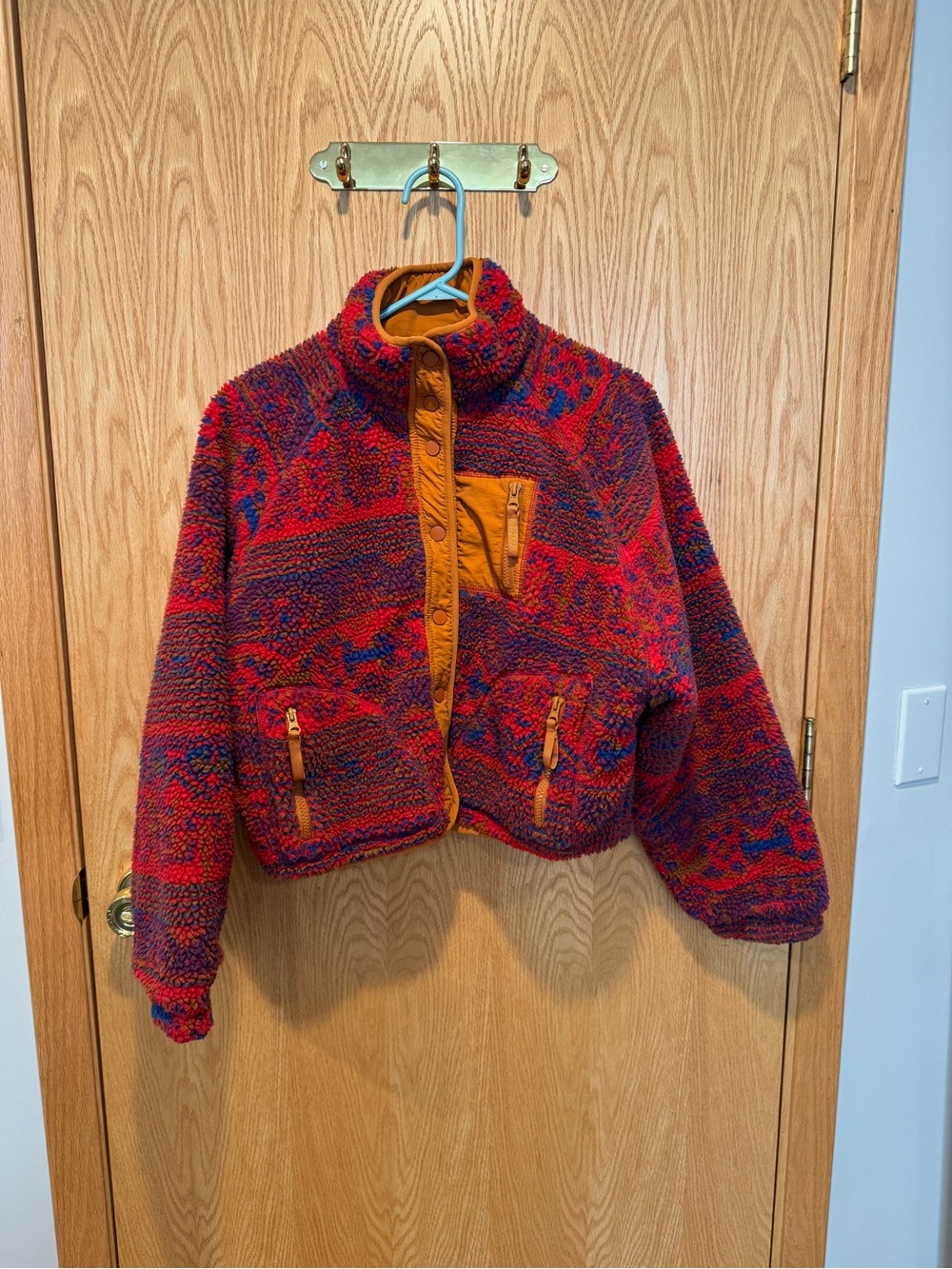 BlankNYC Aztec Print Sherpa Cropped Bomber Jacket
